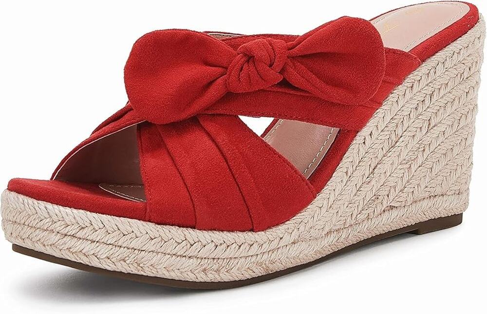 Fashare Womens Espadrilles Slip on Wedge Sandals Bow Tie Platform Size 8.5 M